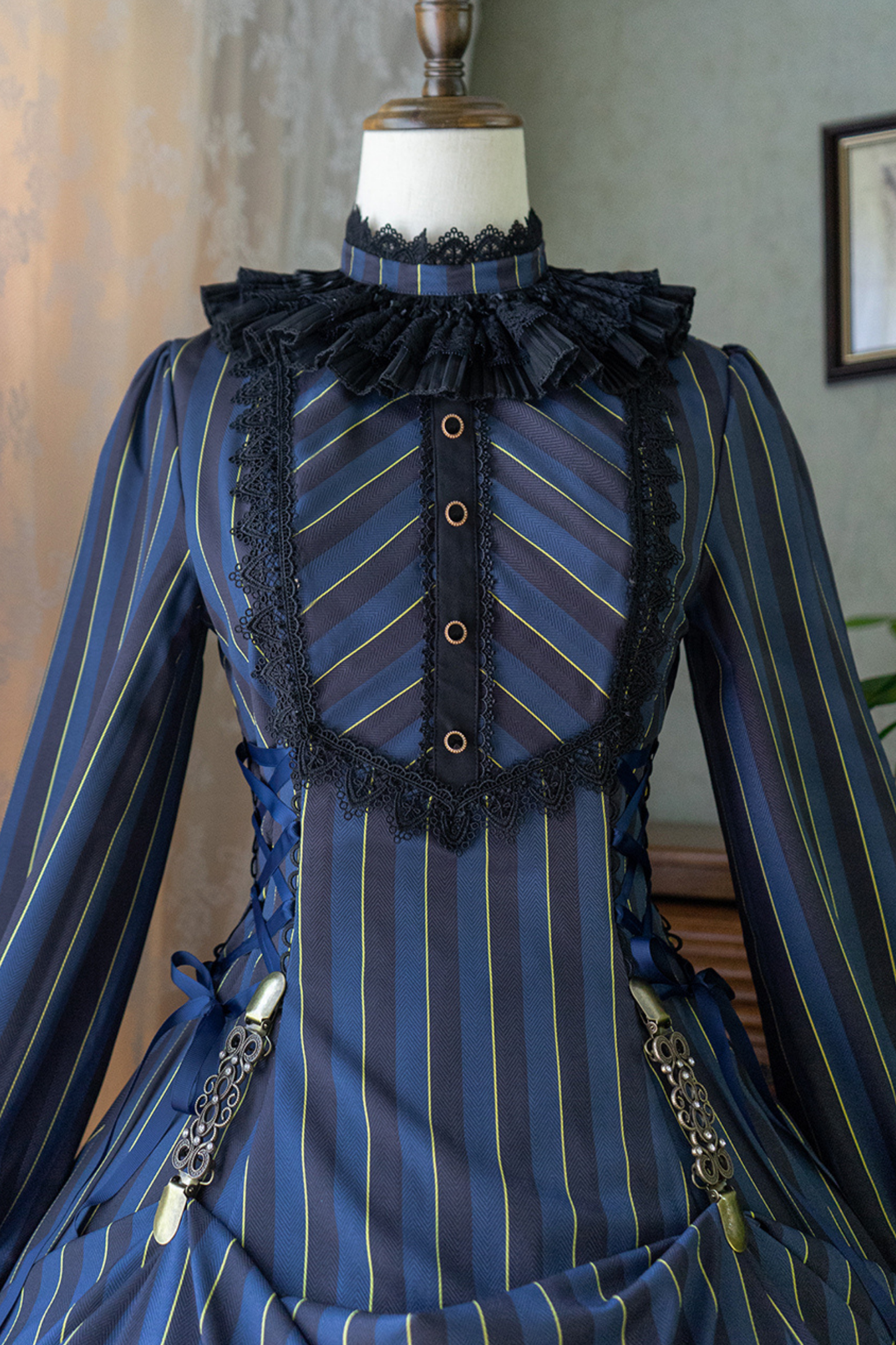 Retro Striped Elegant Gothic Lolita Dress