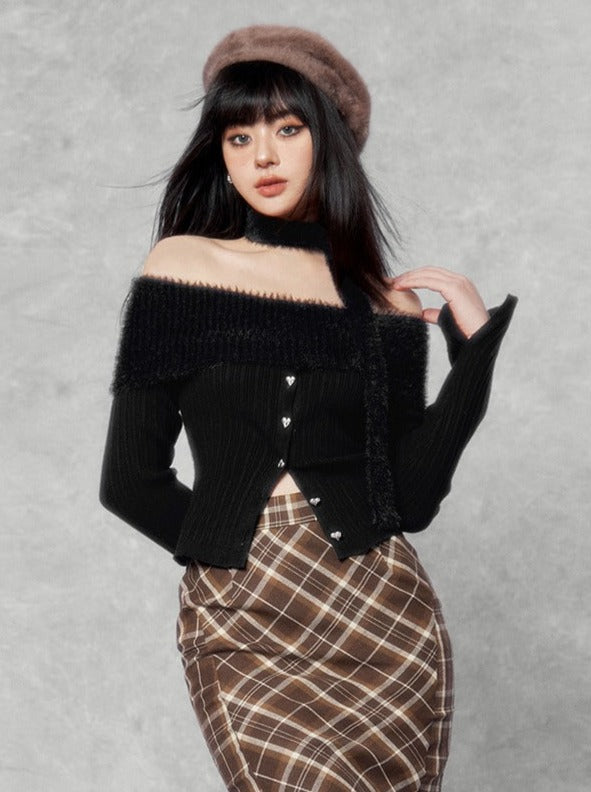 ミンクワンショルダースカーフベーストップス