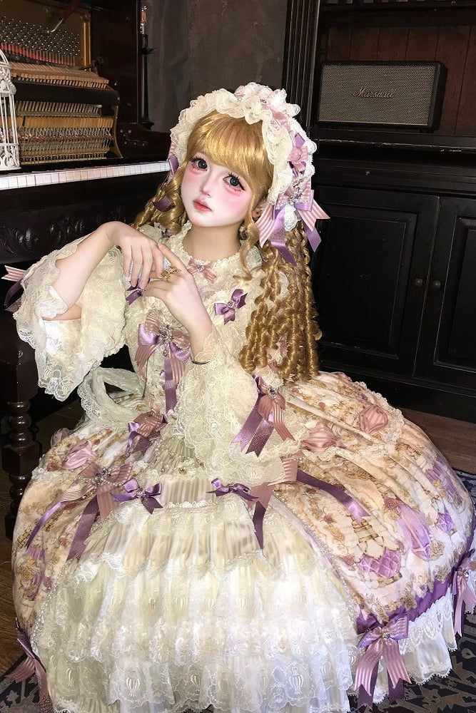 【6月16日予約締切】アンティークジェムストーンパヒュームプリンセスロリータリボンレースJKSドレス＋ゴージャスドレスセット