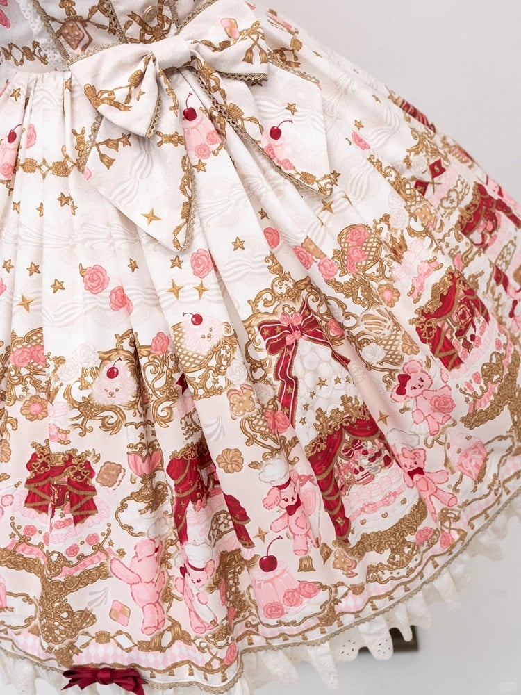 【4月26日予約締切】レトロロマンスイートロリータリボンケーキプリントホルターネックドレス