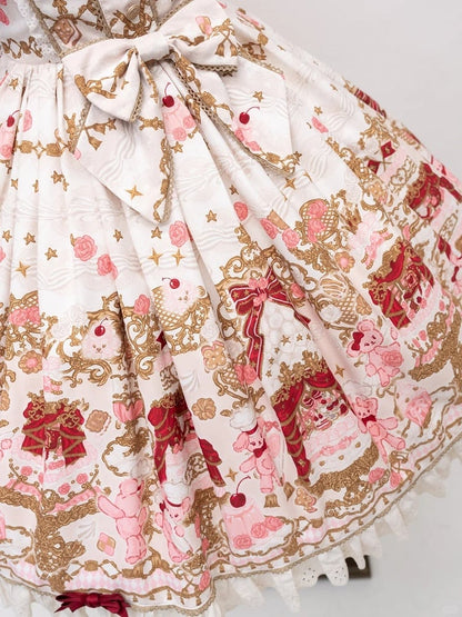 【4月26日予約締切】レトロロマンスイートロリータリボンケーキプリントホルターネックドレス