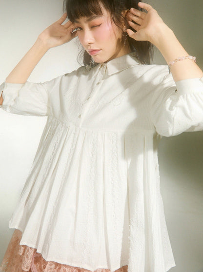 Retro Lantern Sleeve Girly White Shirt