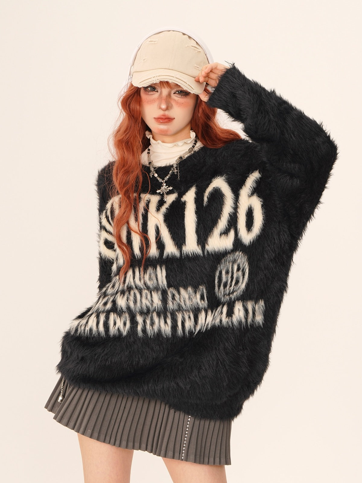 Big Logo Crew Neck Pullover Fur Knit