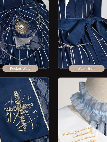 【2月26日予約締切】ゴシックエンブロイダリーストライプ懐中時計シスタードレスフルセット＋ヘッドドレス