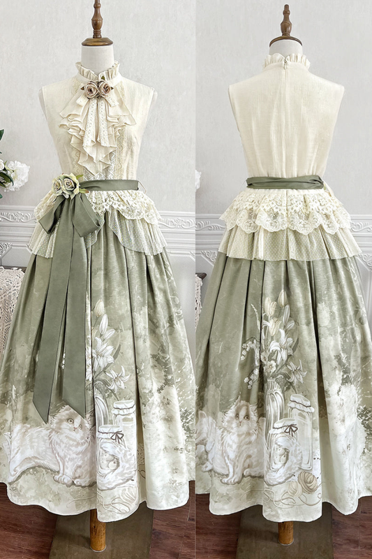 【予約商品】タイムエレガントクラノースリーブトップス＋レトロフルーラスカート