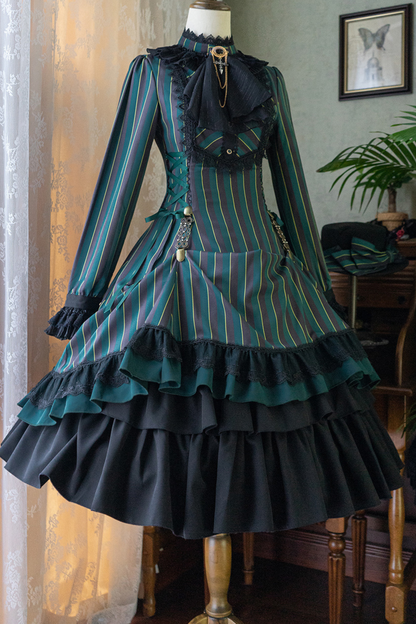 Retro Striped Elegant Gothic Lolita Dress