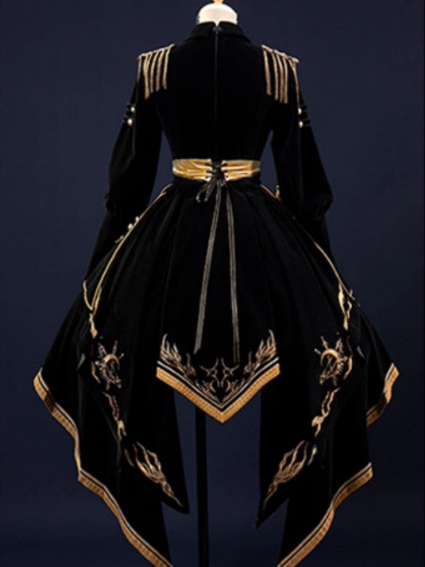 [Deadline for reservations: November 16] Holy army black gold embroidered military cape dress complete set + dress set