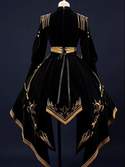 [Deadline for reservations: November 16] Holy army black gold embroidered military cape dress complete set + dress set