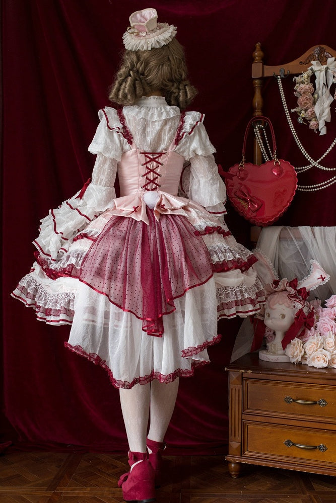 [Pre-order Deadline: July 13] Blue x White / Red x Pink Sweet Lolita Rabbit Series Accessories (Rabbit Ears Headband Tail Ribbon Train)