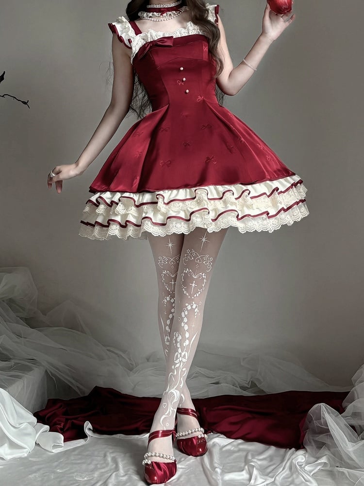 【1月29日予約締切】エレガントルージュロリータフリルリボンサスドレス＋チョーカー