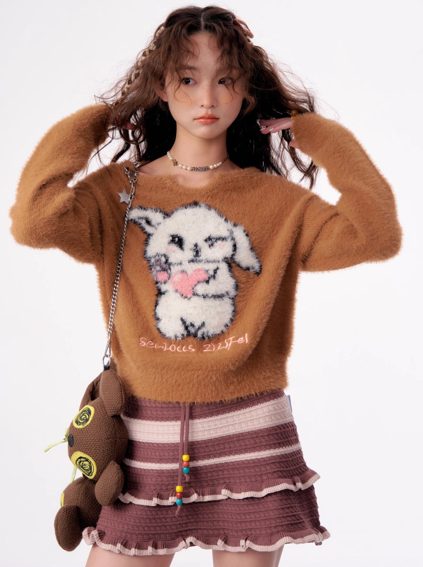 American Retro Wax Pullover Milk Type Fur Tops