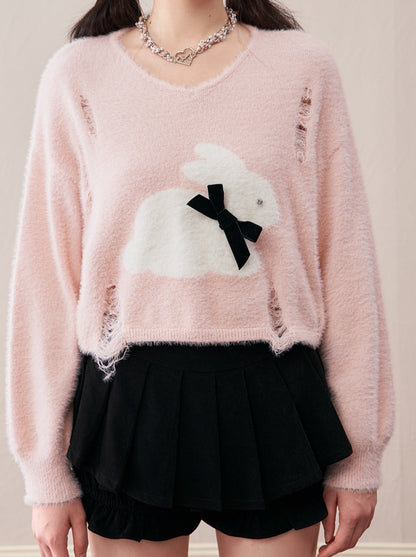 Milky Bunny Sweet Loose Mink Fur Knit