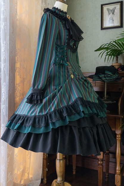 Retro Striped Elegant Gothic Lolita Dress