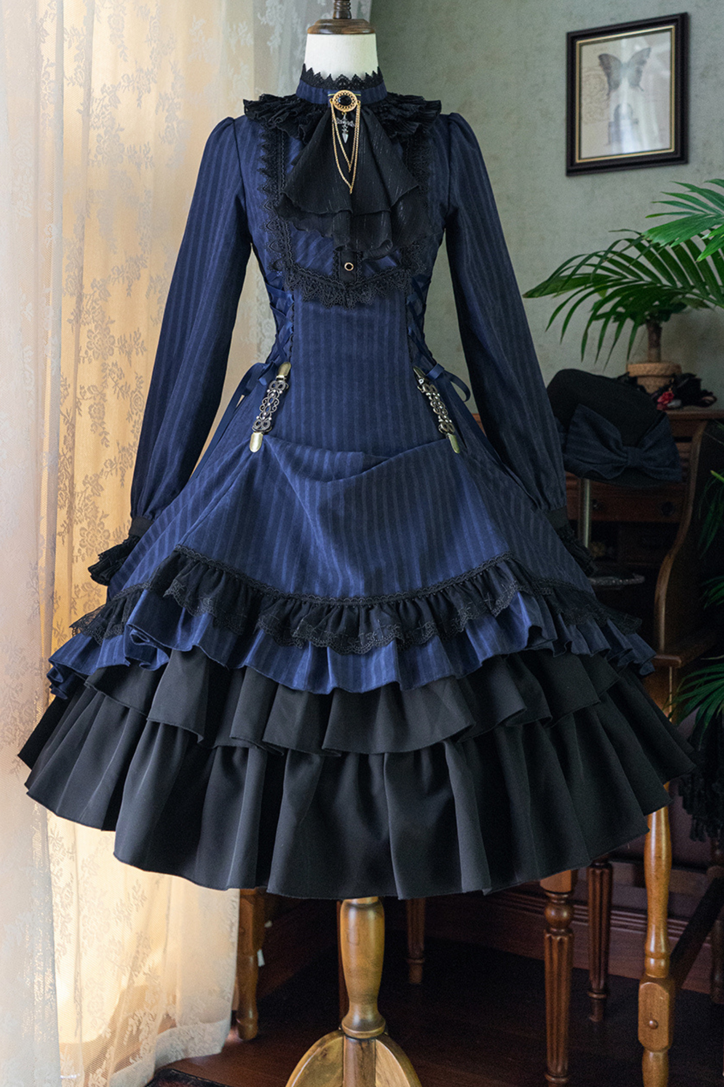 Retro Striped Elegant Gothic Lolita Dress