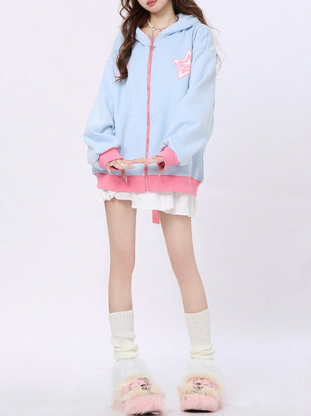 Star Ribbon Design Loose Hoodie