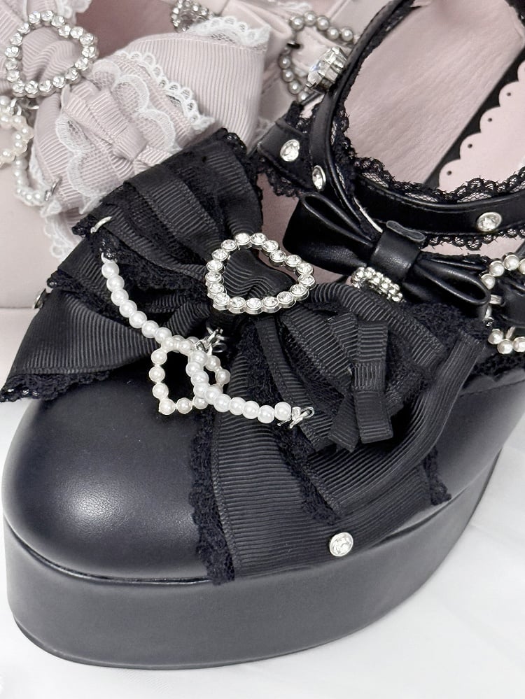 【12月12日予約締切】ジェムストーンパールリボンロリータハイヒール