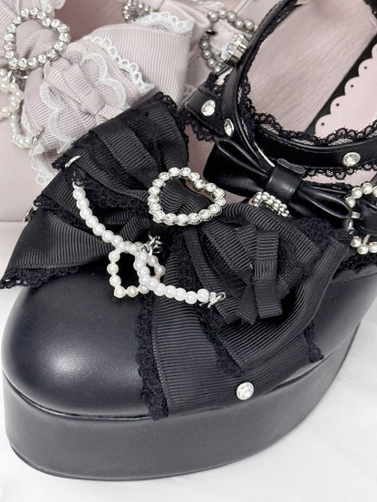 【12月12日予約締切】ジェムストーンパールリボンロリータハイヒール