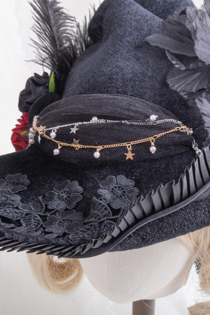 Lace Lolita Gothic Witch Hat + Hat Clip