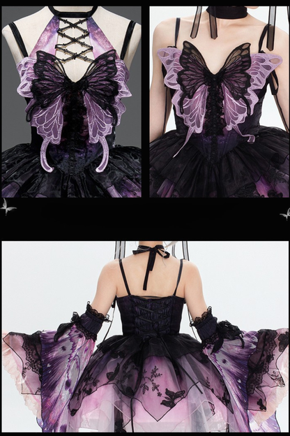 【12月16日予約締切】withered leaf butterfly1.0ゴシックホルターネックバタフライアシメチュールドレス