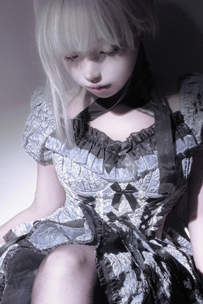 ダークブルーゴシックロリータドレス