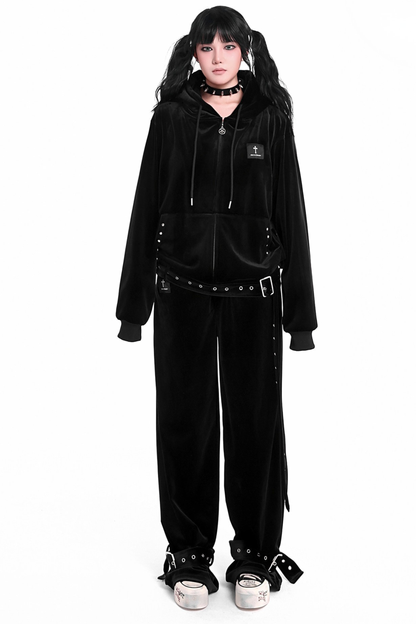 ゴシックベルベットジッパーパーカー