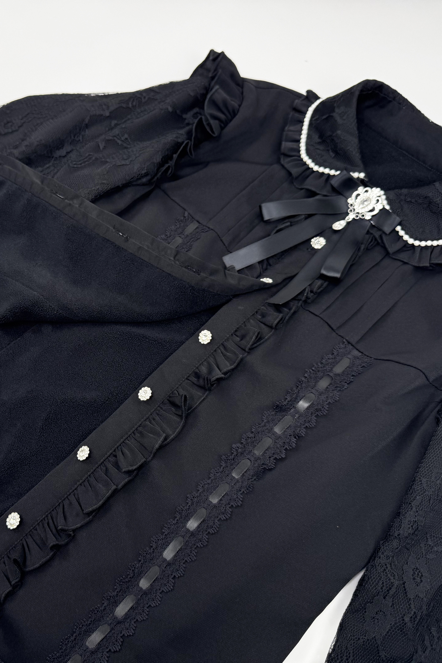 Lace Ruffle Fleece Shirt