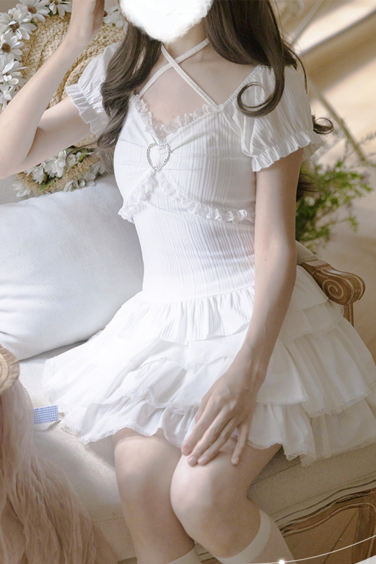 Stone Heart Cake Skirt Two Piece Set Up