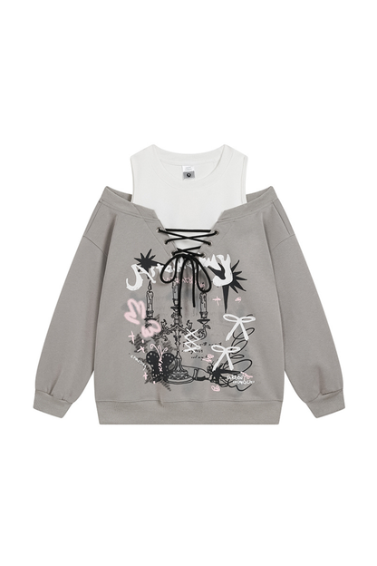 Midnight Dark Girly Off-the-shoulder Top