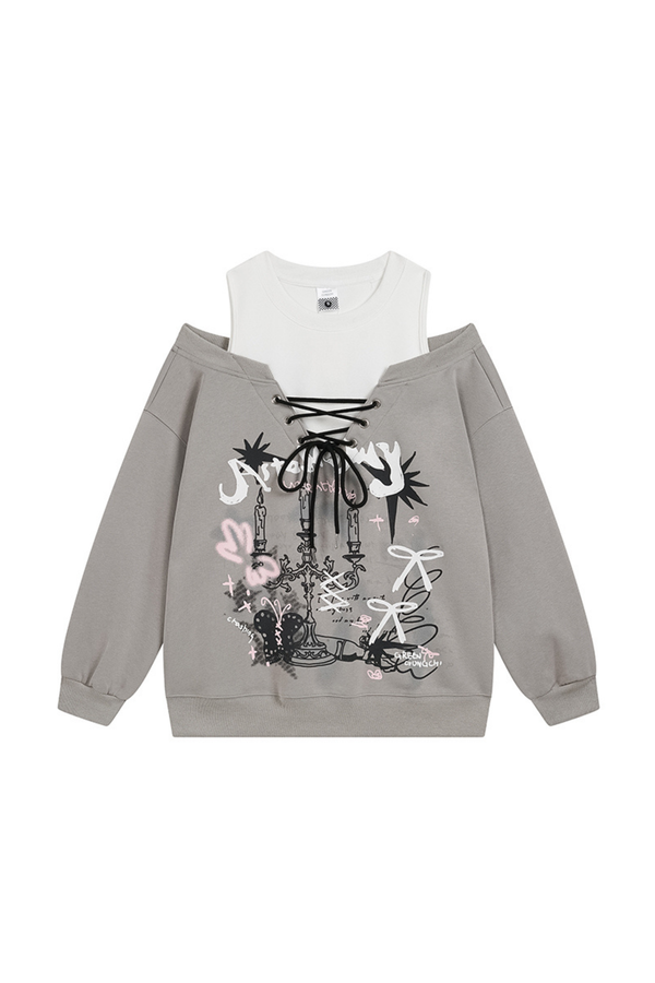 Midnight Dark Girly Off-the-shoulder Top