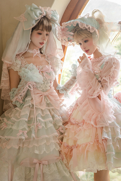 [Reservation deadline on October 18] Rose Garden Floral Pearl Ribbon Tulle Dress