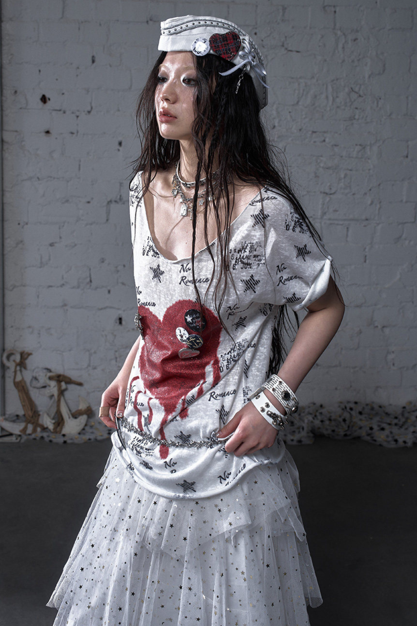 Y2k 타이트 프린트 탑