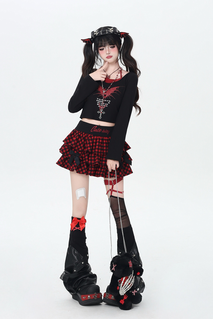 ロゴチェッカースカート