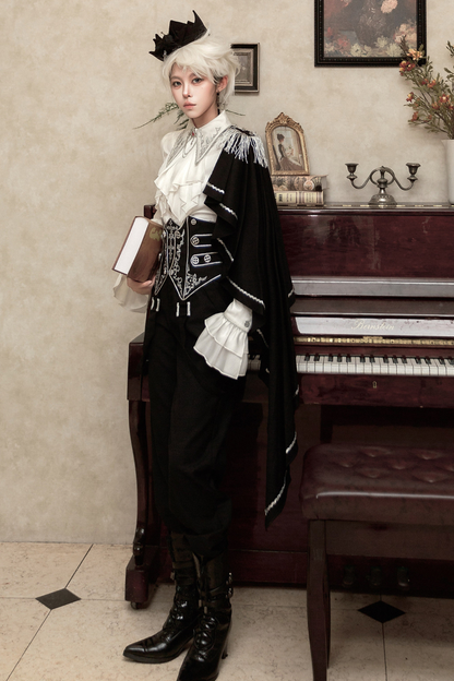 モノクロ皇子トップス+コルセット+パンツ