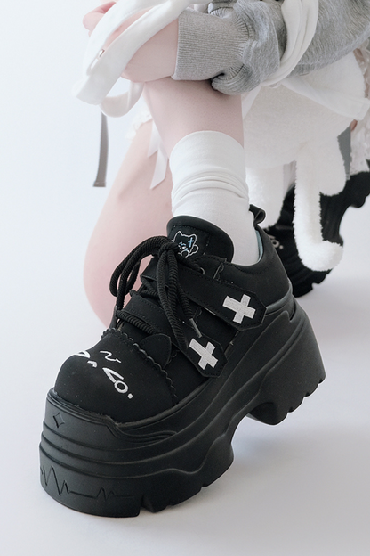 [Angel Neighborhood👼] Subculture cross thick-soled shoes