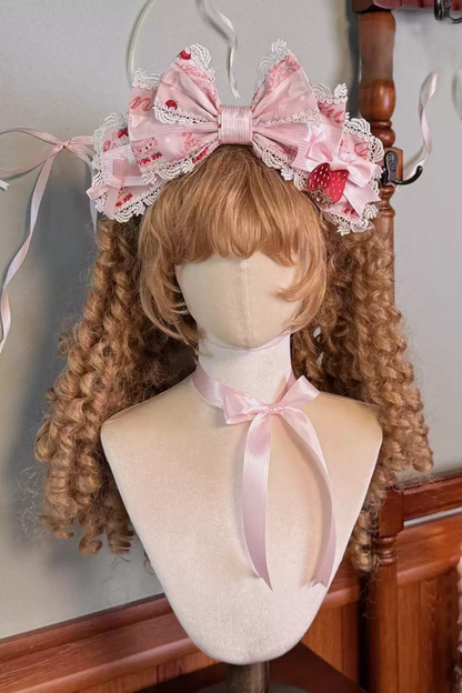 [Pre-order Deadline: July 8] Strawberry Series Bonnet + Ribbon Headband