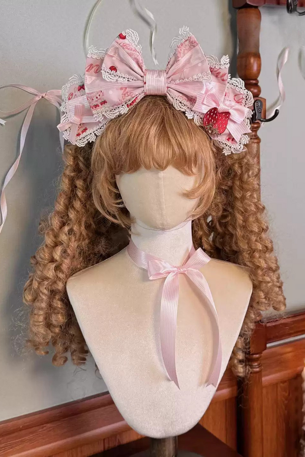 [Pre-order Deadline: July 8] Strawberry Series Bonnet + Ribbon Headband