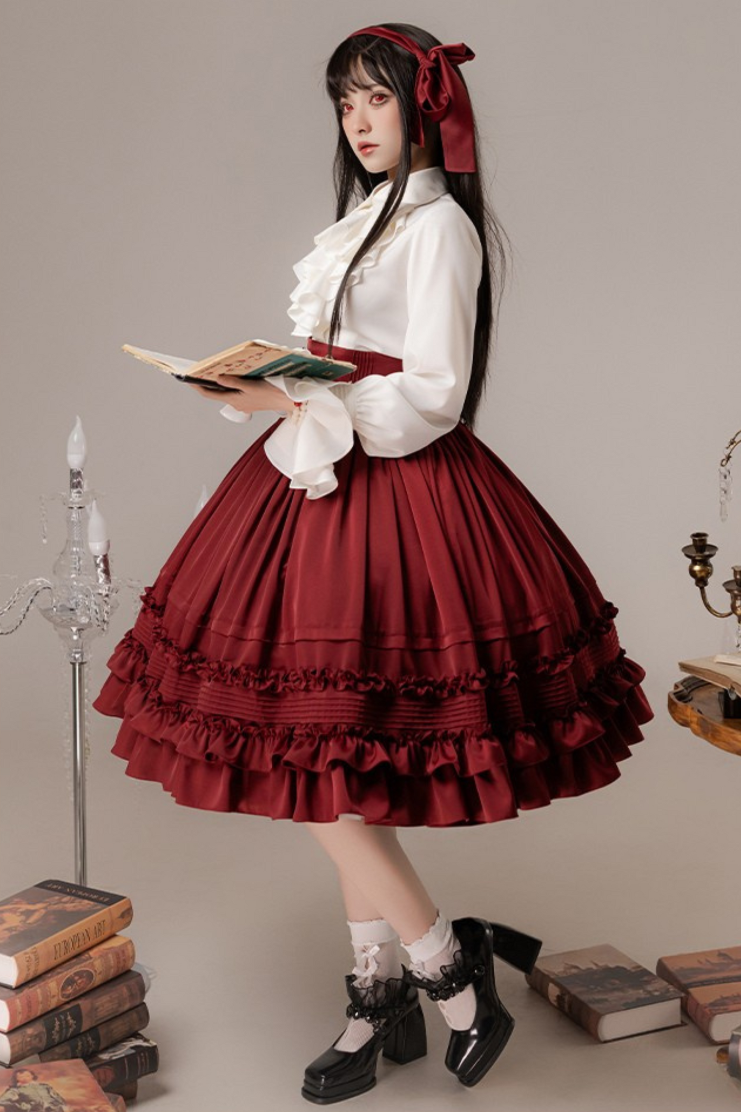 Classic Shirt + Frilled Retro Lolita Skirt