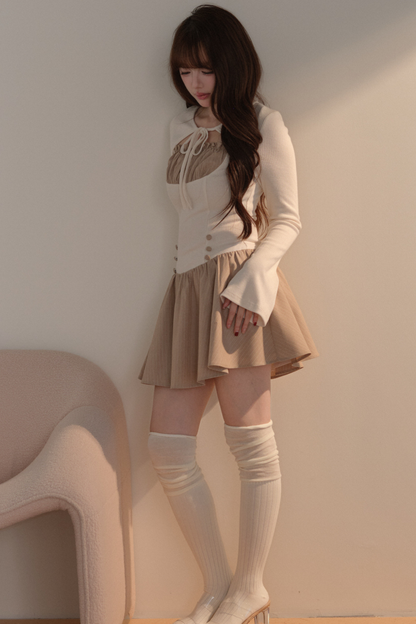 Süßes gestreiftes Strick-Patchwork-Kleid