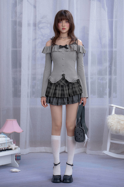 リボンサスペンダースイートフリルトップス