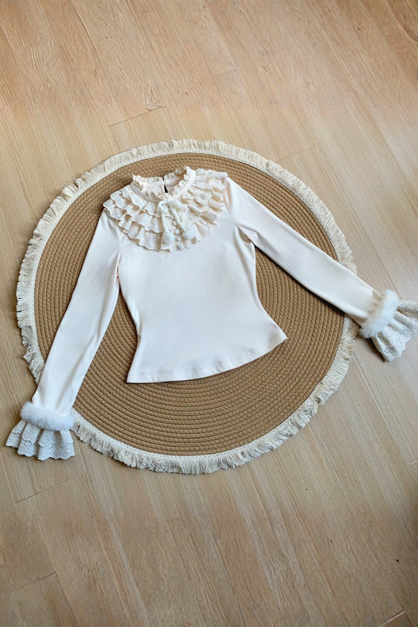 ツインフリルドールジャンパースカート+トップス+リボン+ハット