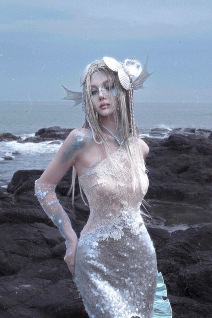 [Pre-order] Mermaid Seaside Dress + Sequined Shawl