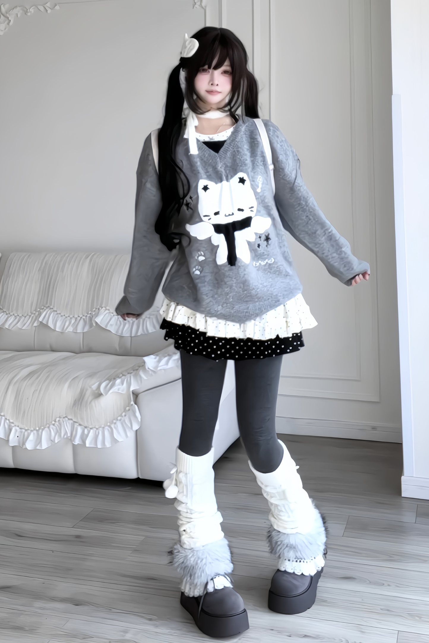 Sweet Dark Cat Knit Sweater