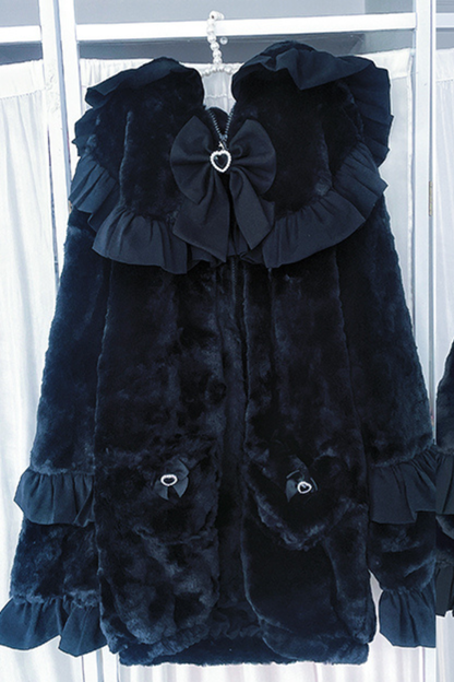 Bunny Hooded Boa Coat