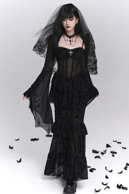 ゴーストガールゴシックマーメイドドレス＋シアーアウター