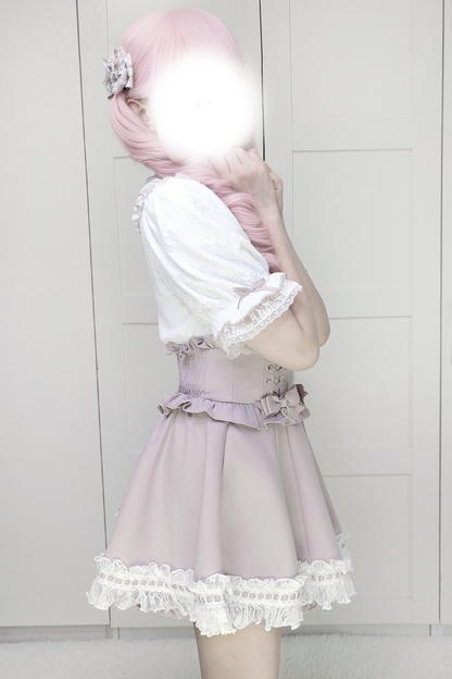 ドールカラーレースシャツ+キュロット
