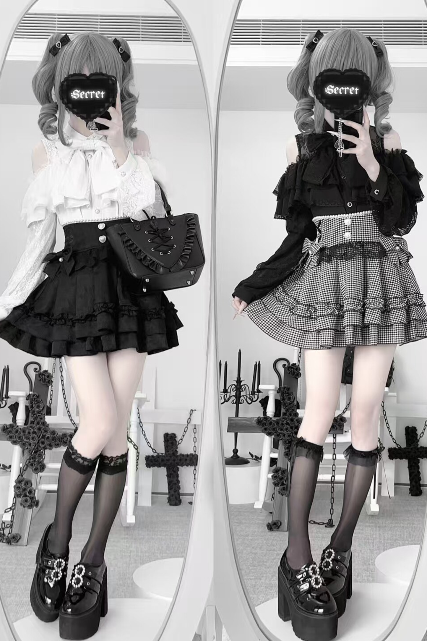 ダークキュートティアードスカート