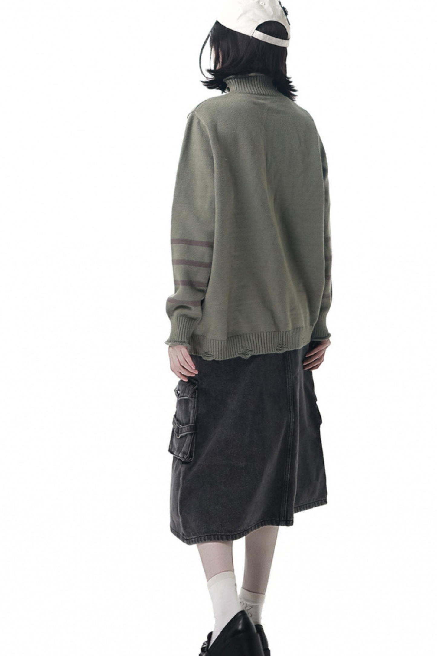 ストライプパッチワークデザインセーター