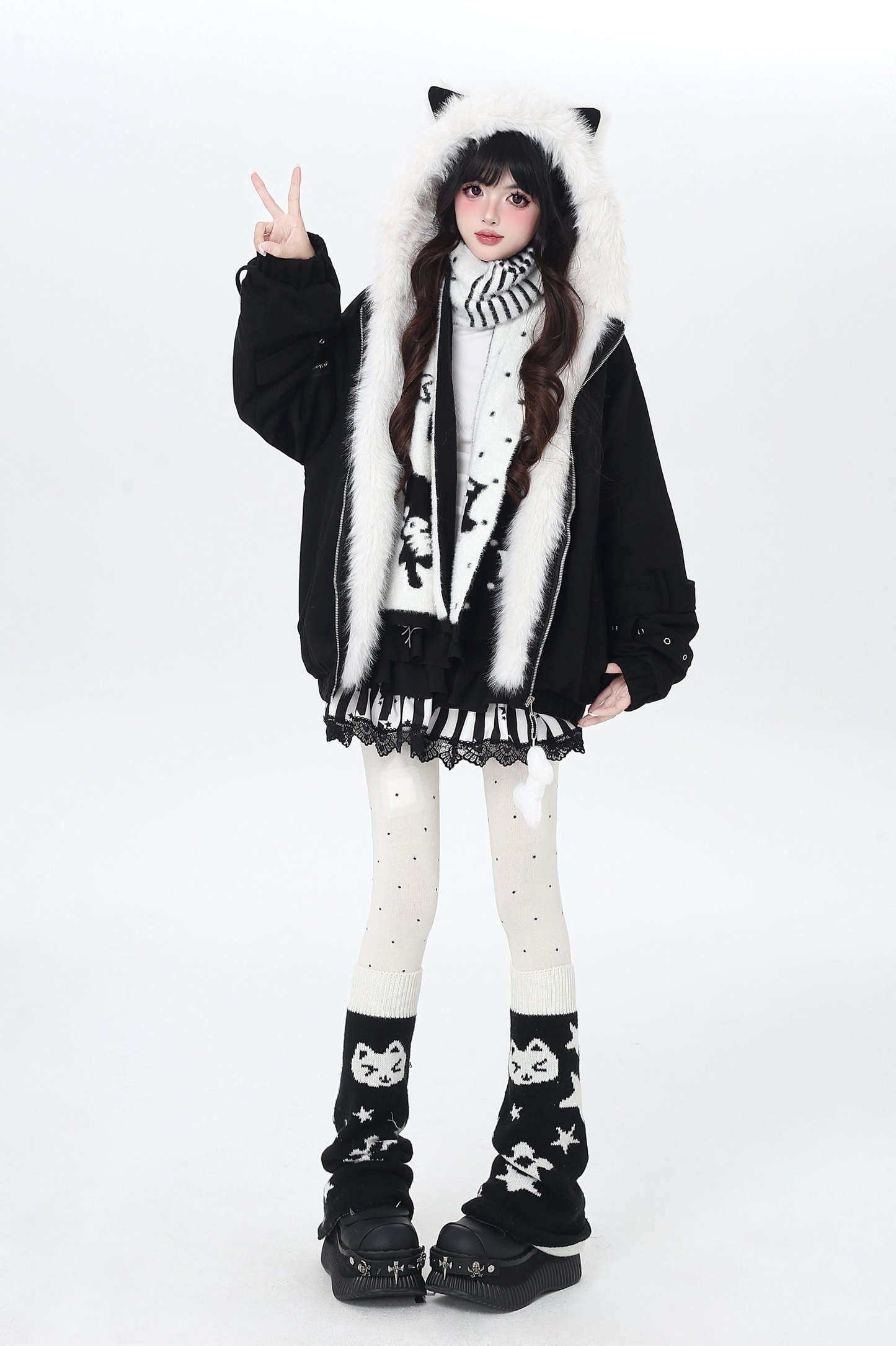 Cat Ear Hood Fur Jacket