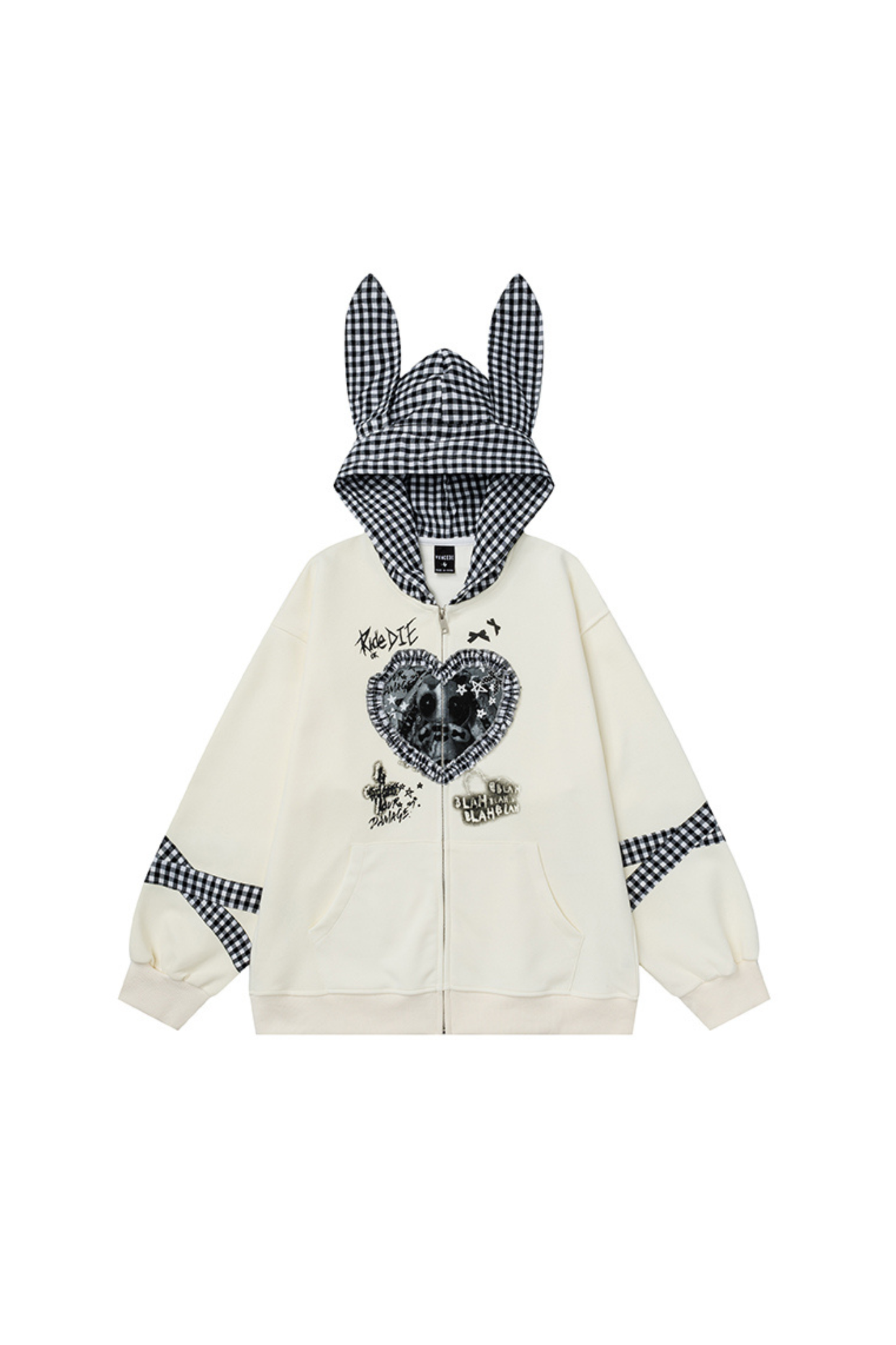 Rabbit Ear Check Hooded Cardigan