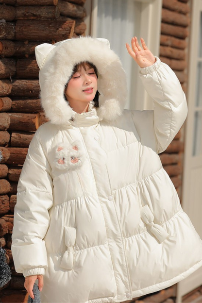 スウィートキャットフードダウンジャケット